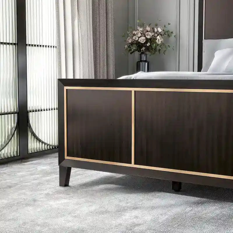 Furniture of America Nyx Modern Espresso Solid Wood Panel Bed