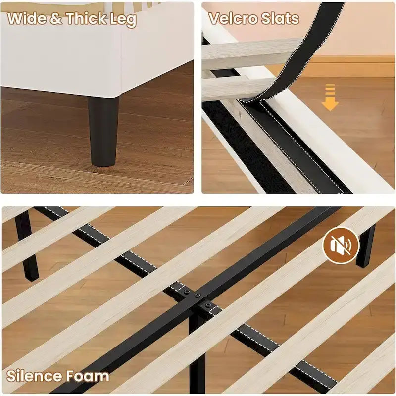 Girls Bed Frame Princess Platform Bed Crystal Button Headboard