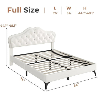 Girls Bed Frame Princess Platform Bed Crystal Button Headboard