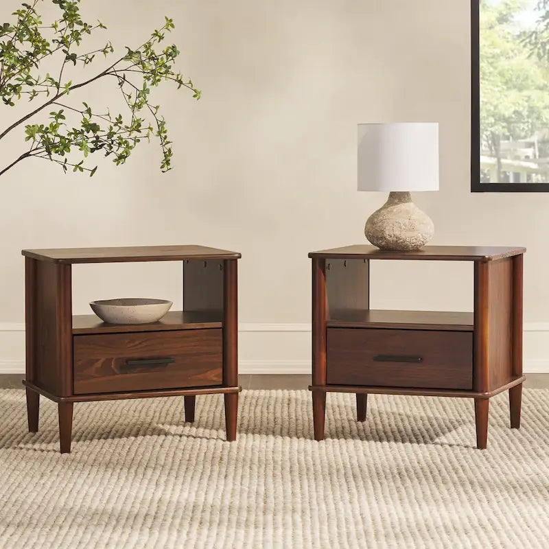 Middlebrook Designs Mid-Century Modern Solid Wood Spindle Nightstand (Set of 2)