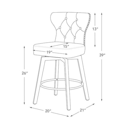 Logan Swivel Bar Stools Tufted Wingback with Nail Head