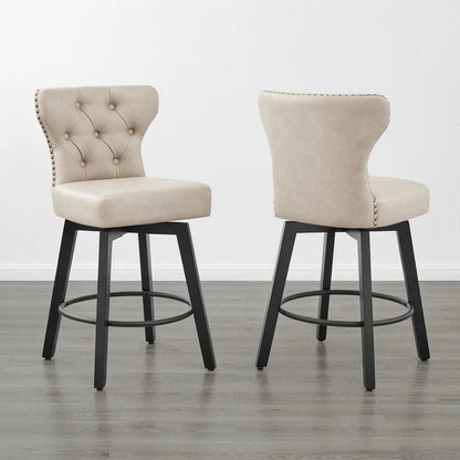Logan Swivel Bar Stools Tufted Wingback with Nail Head