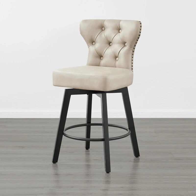Logan Swivel Bar Stools Tufted Wingback with Nail Head
