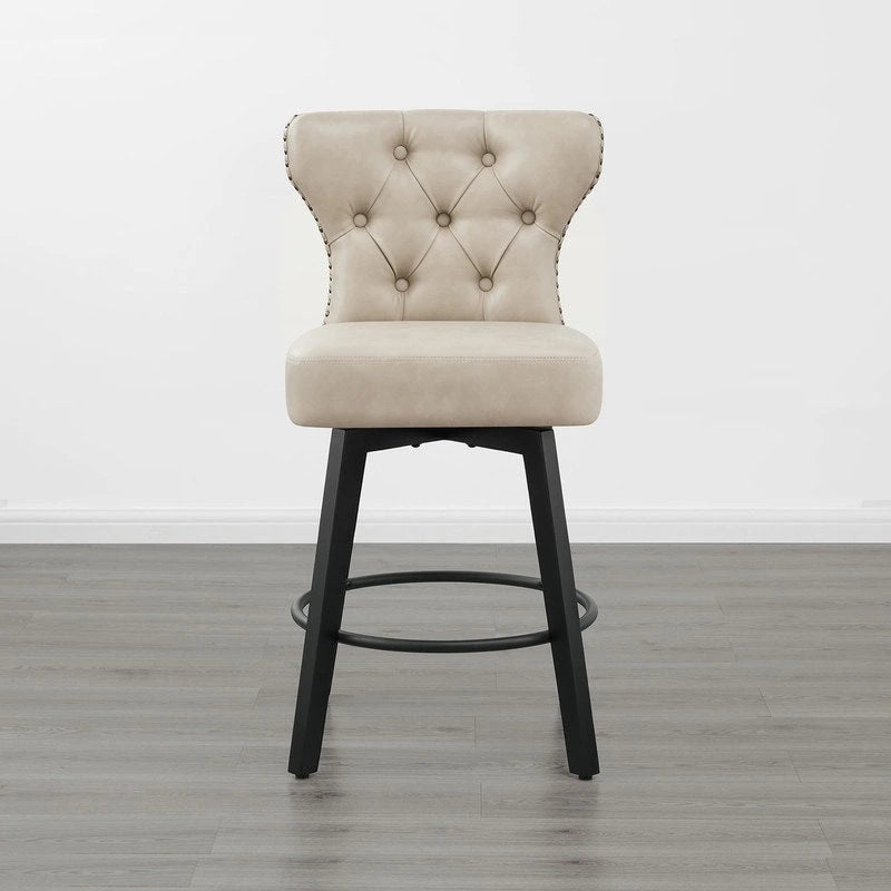 Logan Swivel Bar Stools Tufted Wingback with Nail Head