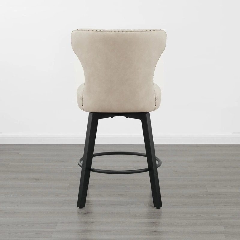 Logan Swivel Bar Stools Tufted Wingback with Nail Head