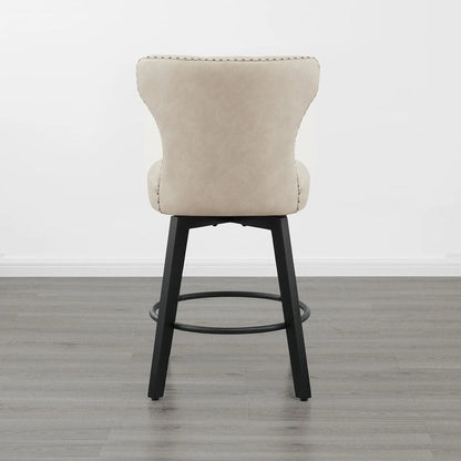 Logan Swivel Bar Stools Tufted Wingback with Nail Head