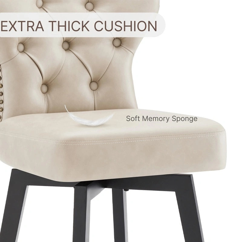 Logan Swivel Bar Stools Tufted Wingback with Nail Head