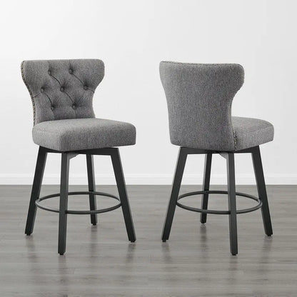 Logan Swivel Bar Stools Tufted Wingback with Nail Head