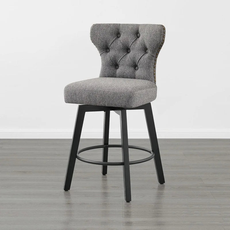 Logan Swivel Bar Stools Tufted Wingback with Nail Head