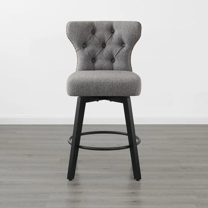 Logan Swivel Bar Stools Tufted Wingback with Nail Head