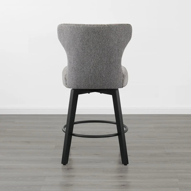 Logan Swivel Bar Stools Tufted Wingback with Nail Head