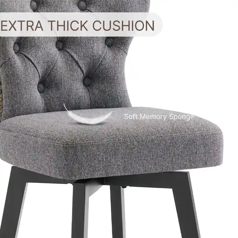 Logan Swivel Bar Stools Tufted Wingback with Nail Head