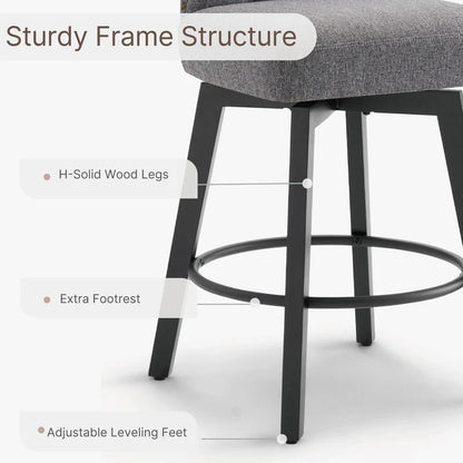 Logan Swivel Bar Stools Tufted Wingback with Nail Head