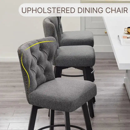 Logan Swivel Bar Stools Tufted Wingback with Nail Head