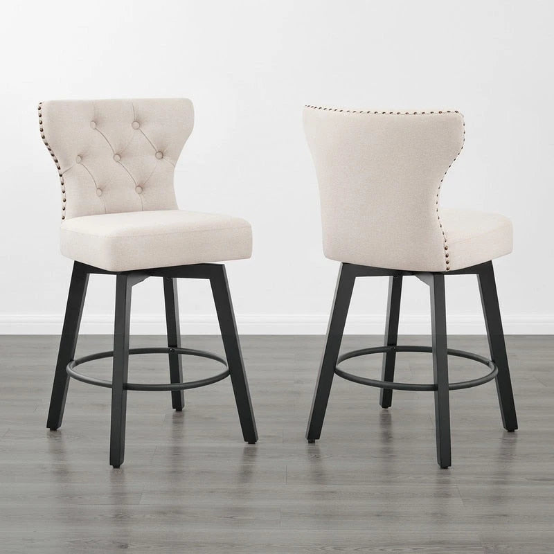 Logan Swivel Bar Stools Tufted Wingback with Nail Head