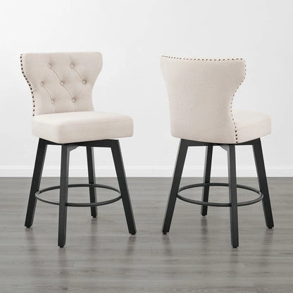 Logan Swivel Bar Stools Tufted Wingback with Nail Head