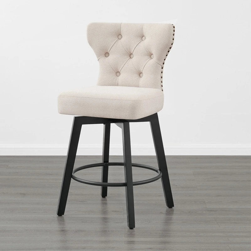 Logan Swivel Bar Stools Tufted Wingback with Nail Head