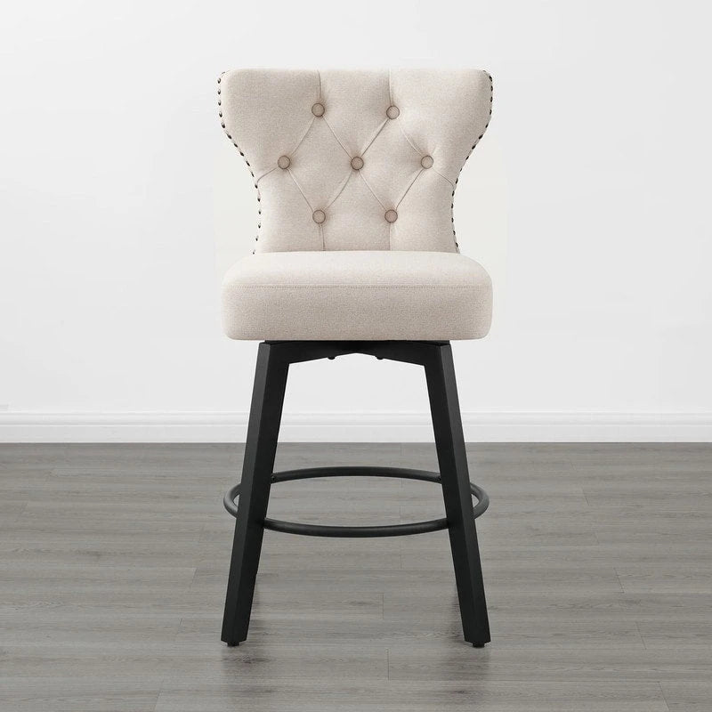Logan Swivel Bar Stools Tufted Wingback with Nail Head