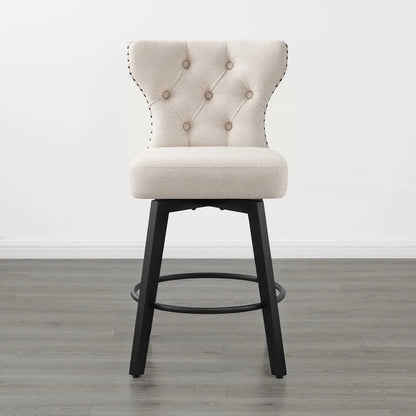 Logan Swivel Bar Stools Tufted Wingback with Nail Head