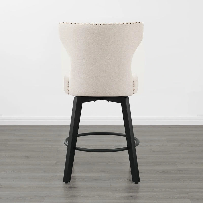 Logan Swivel Bar Stools Tufted Wingback with Nail Head