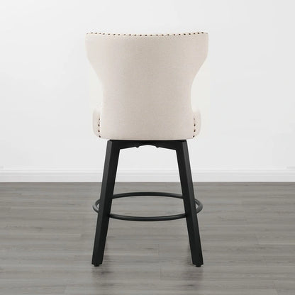 Logan Swivel Bar Stools Tufted Wingback with Nail Head