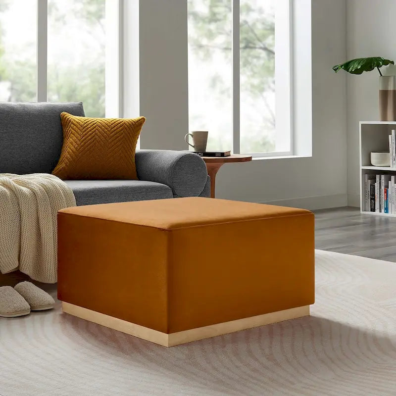 Tilden 17/28 Square Performance Velvet Upholstered Ottoman
