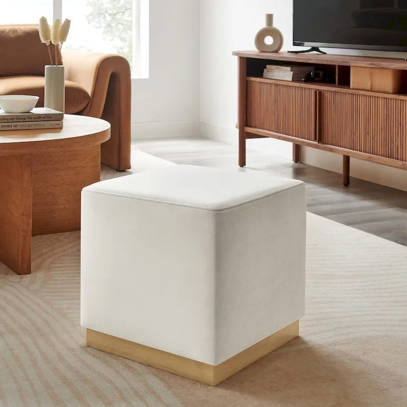 Tilden 17/28 Square Performance Velvet Upholstered Ottoman