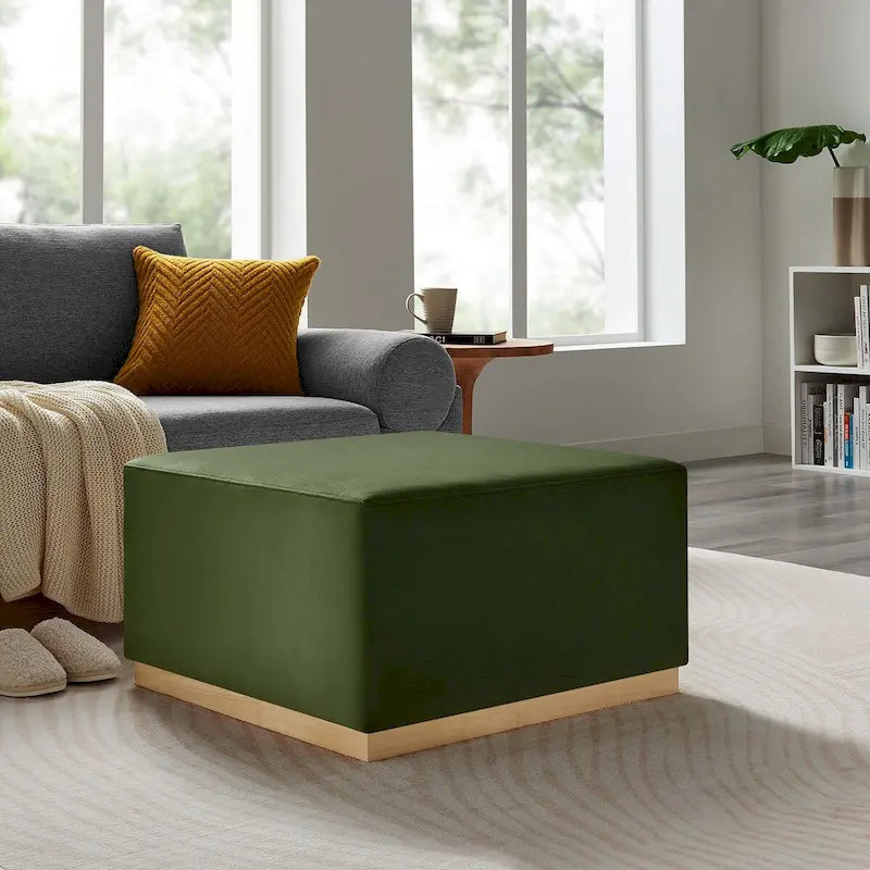 Tilden 17/28 Square Performance Velvet Upholstered Ottoman