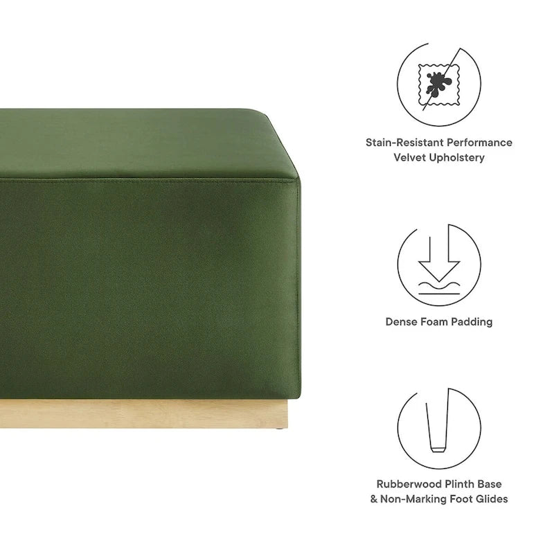 Tilden 17/28 Square Performance Velvet Upholstered Ottoman