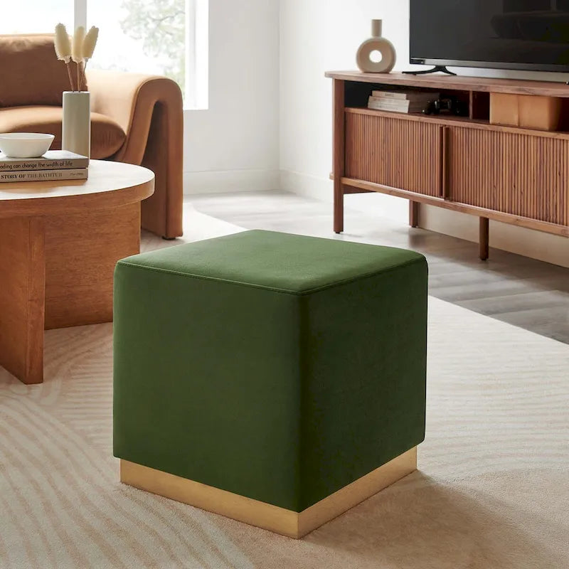Tilden 17/28 Square Performance Velvet Upholstered Ottoman