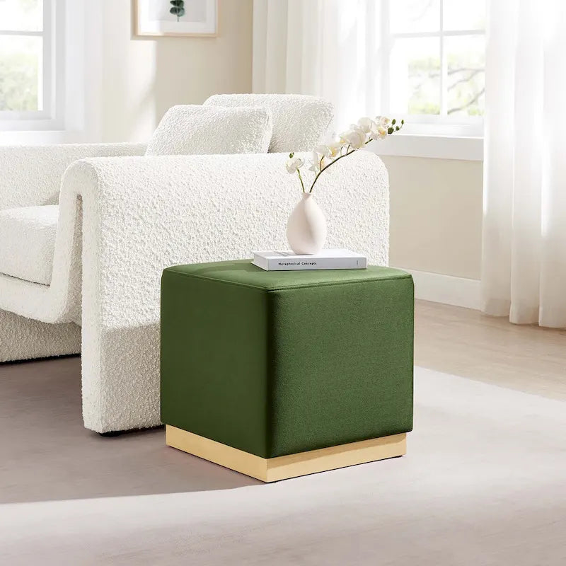 Tilden 17/28 Square Performance Velvet Upholstered Ottoman