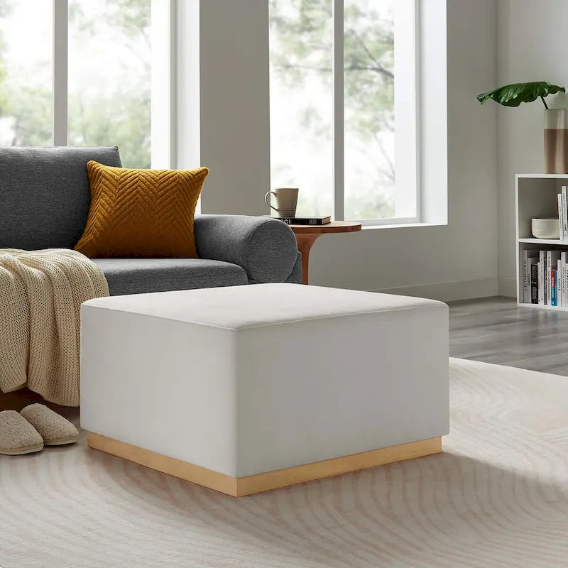 Tilden 17/28 Square Performance Velvet Upholstered Ottoman