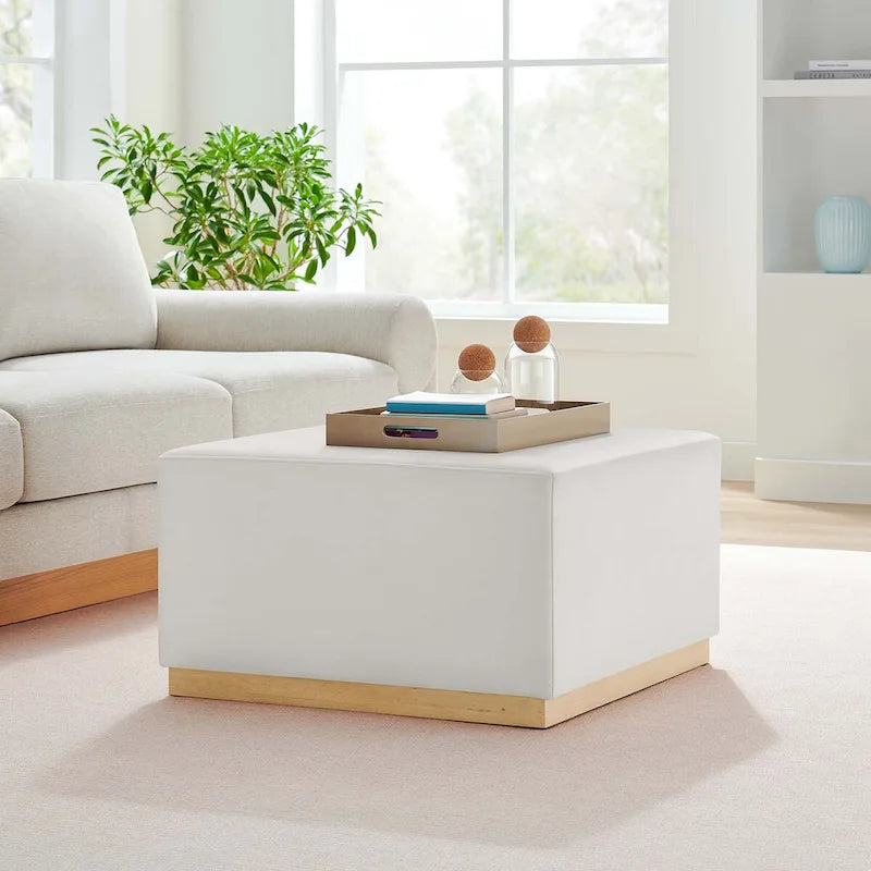 Tilden 17/28 Square Performance Velvet Upholstered Ottoman