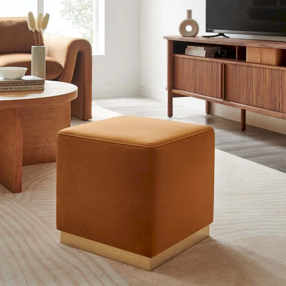 Tilden 17/28 Square Performance Velvet Upholstered Ottoman