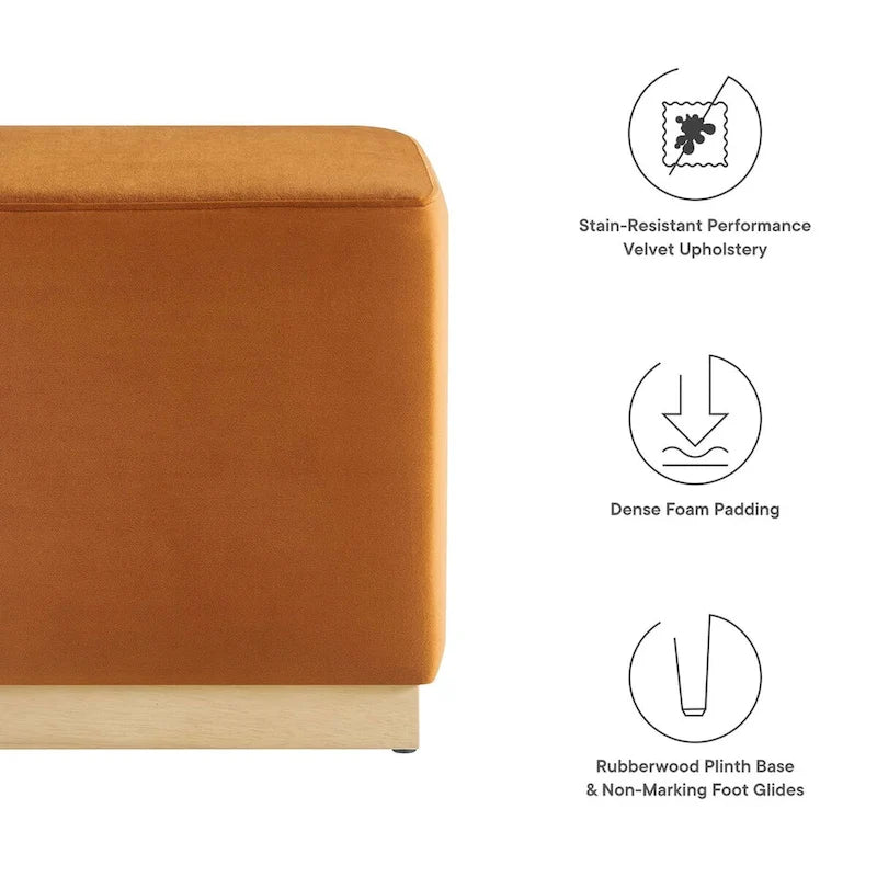 Tilden 17/28 Square Performance Velvet Upholstered Ottoman