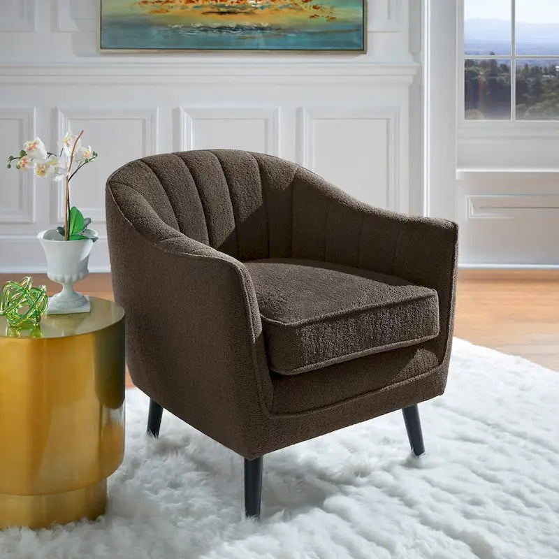 Neath Mid-Century Channel-Tufted Accent Chair with Removable Cushion Cover by iNSPIRE Q Classic