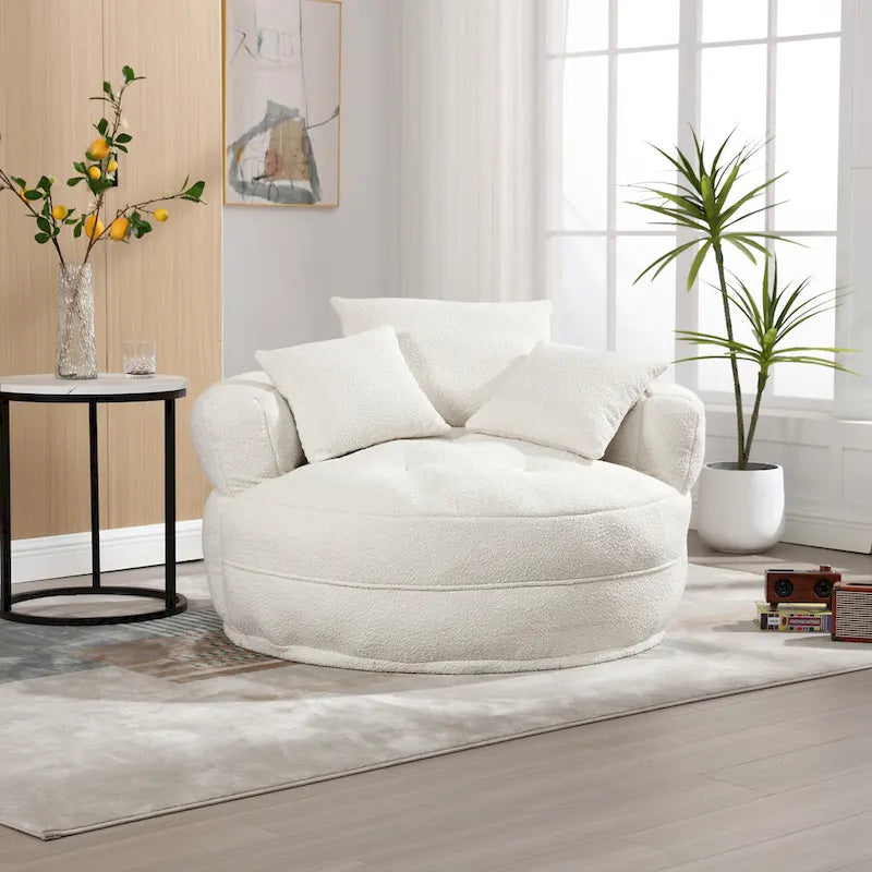 Circular wide living room fabric sofa, balcony homestay lazy sofa chair