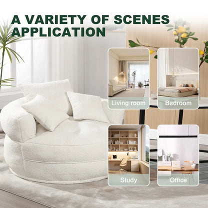 Circular wide living room fabric sofa, balcony homestay lazy sofa chair