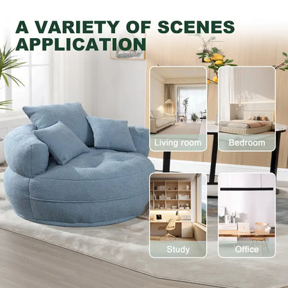 Circular wide living room fabric sofa, balcony homestay lazy sofa chair