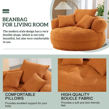 Circular wide living room fabric sofa, balcony homestay lazy sofa chair