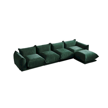 130.7 L-shape Chenille Modular Sofa Modern Sectional Semi-firm Sofa Couch with Ottoman