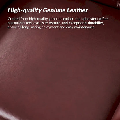 Burt Traditional Genuine Leather Accent Chair with Tufted Wing Back by HULALA HOME