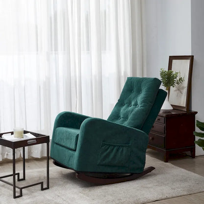 Upholstered Glider Rocking Chair with High Backrest