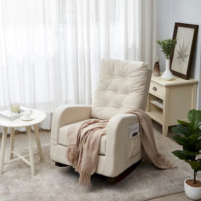 Upholstered Glider Rocking Chair with High Backrest