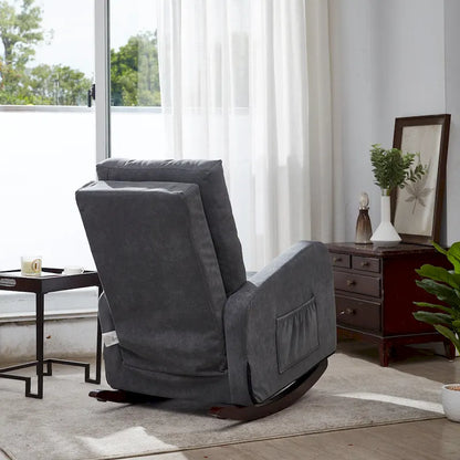 Upholstered Glider Rocking Chair with High Backrest