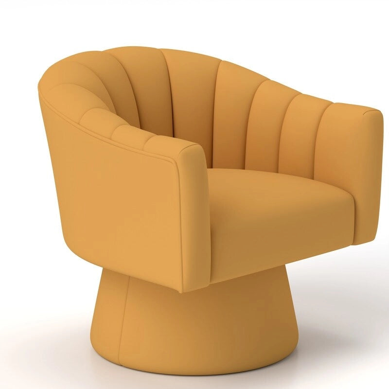 SEYNAR Modern Glam Velvet Upholstered Round Swivel Accent Arm Barrel Chair for Living Room Set of 2