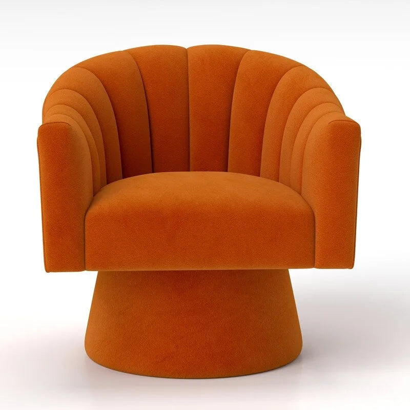 SEYNAR Modern Glam Velvet Upholstered Round Swivel Accent Arm Barrel Chair for Living Room Set of 2