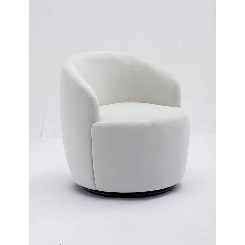 Swivel Accent Chair, Modern Round Vanity Chair for Living Room, Comfy Velvet Barrel Armchair, Small Single Sofa