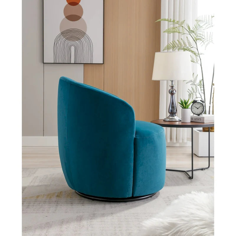 Swivel Accent Chair, Modern Round Vanity Chair for Living Room, Comfy Velvet Barrel Armchair, Small Single Sofa