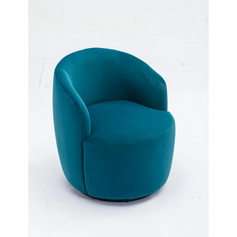 Swivel Accent Chair, Modern Round Vanity Chair for Living Room, Comfy Velvet Barrel Armchair, Small Single Sofa